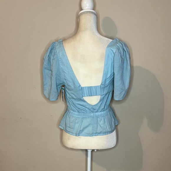 NWOT 7 For All Mankind Tie V-Neck Poplin Crop Top - Picture 4 of 6